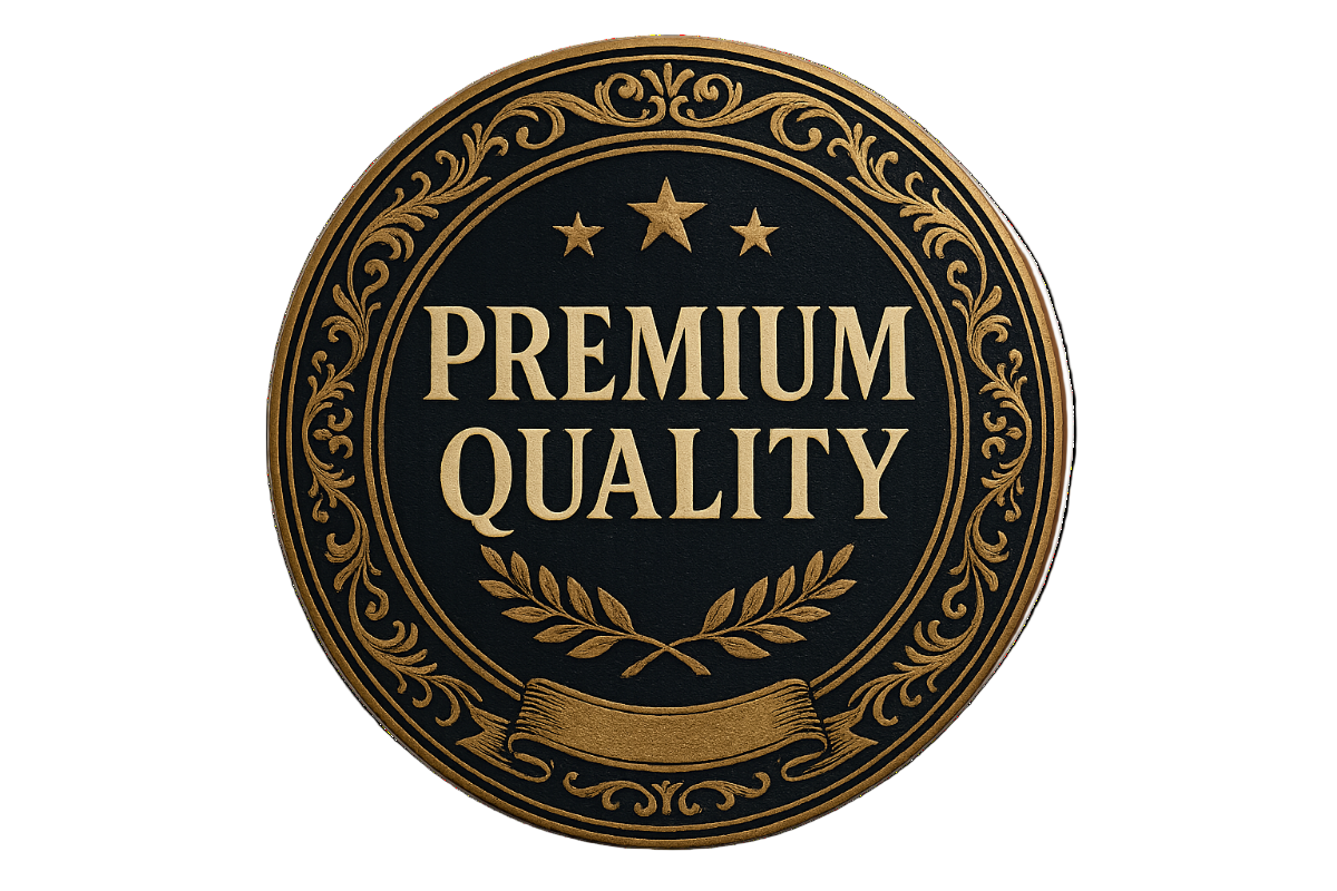 a seal logo named "PREMIUM QUALITY"